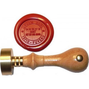 Sceau pour cachet cire Pompes Funèbres avec Raison Sociale Diametre 25 mm