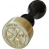 Tampon laiton relief 30 mm de diamètre ex-libris motif et texte Tampon laiton relief 30 mm de diamètre ex-libris motif et texte